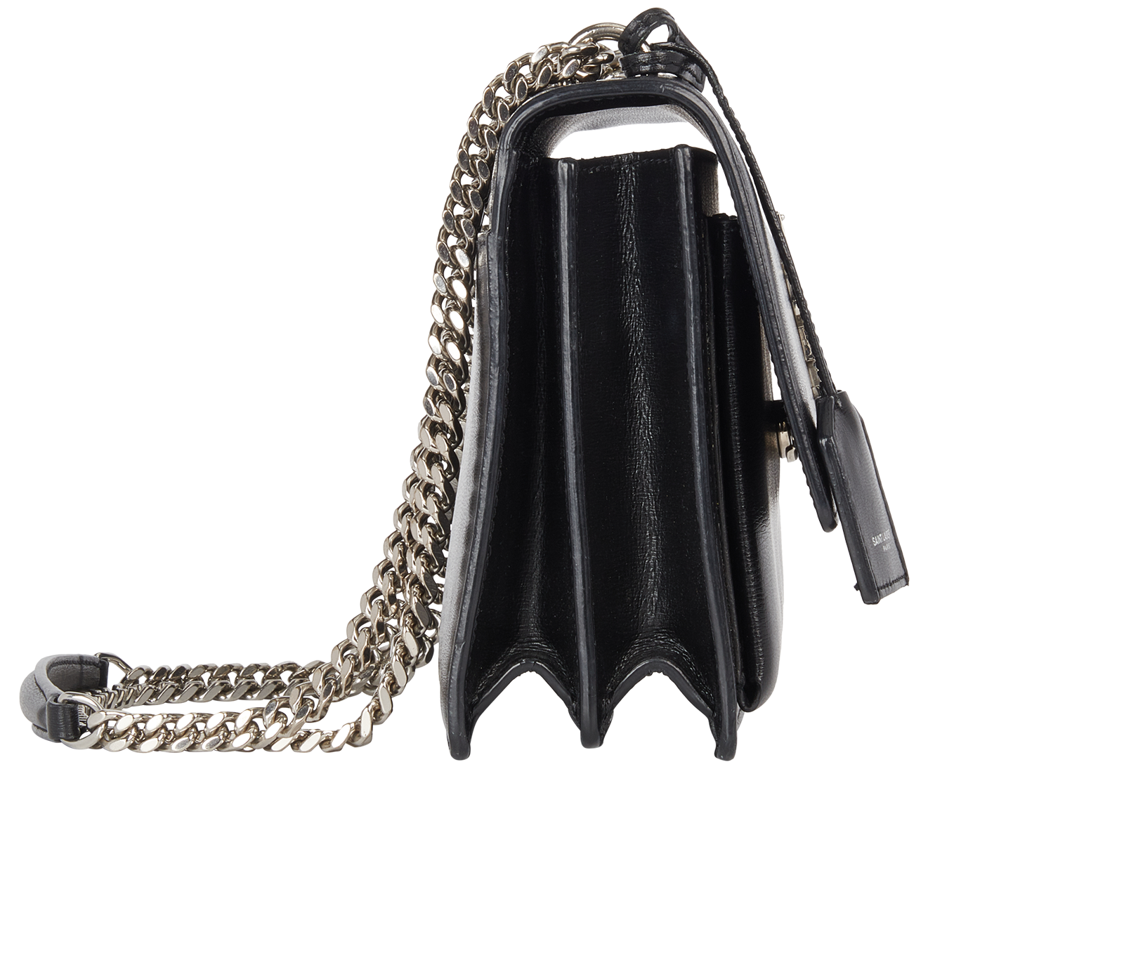 Medium Sunset Shoulder Bag 3*, &pound;1,400, Handbags, Black, Leather, Side view